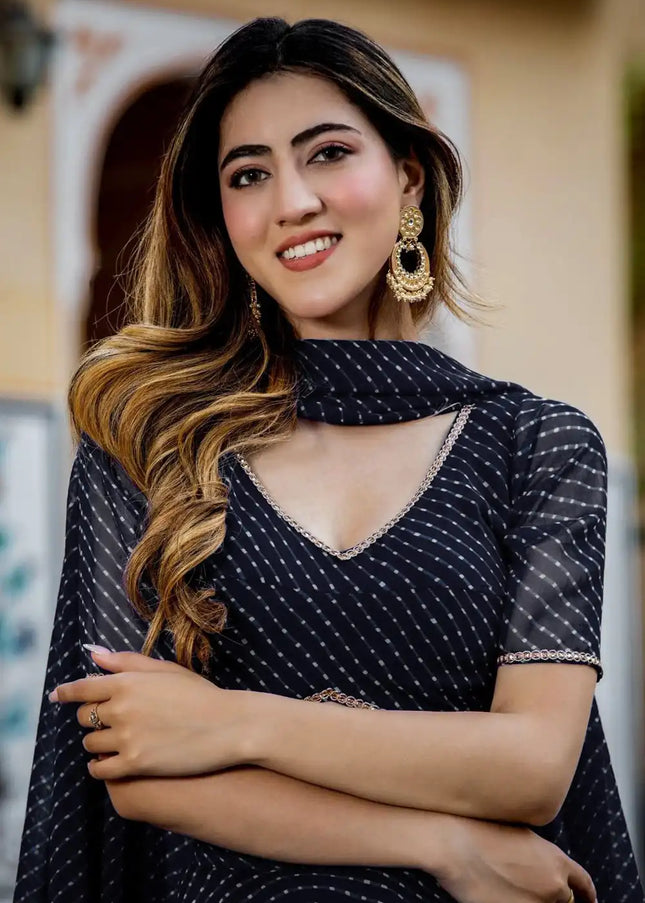 Black Printed Lehenga Choli