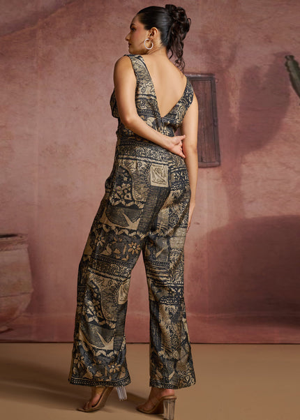 Black Printed and Embroidered Co-Ord Set