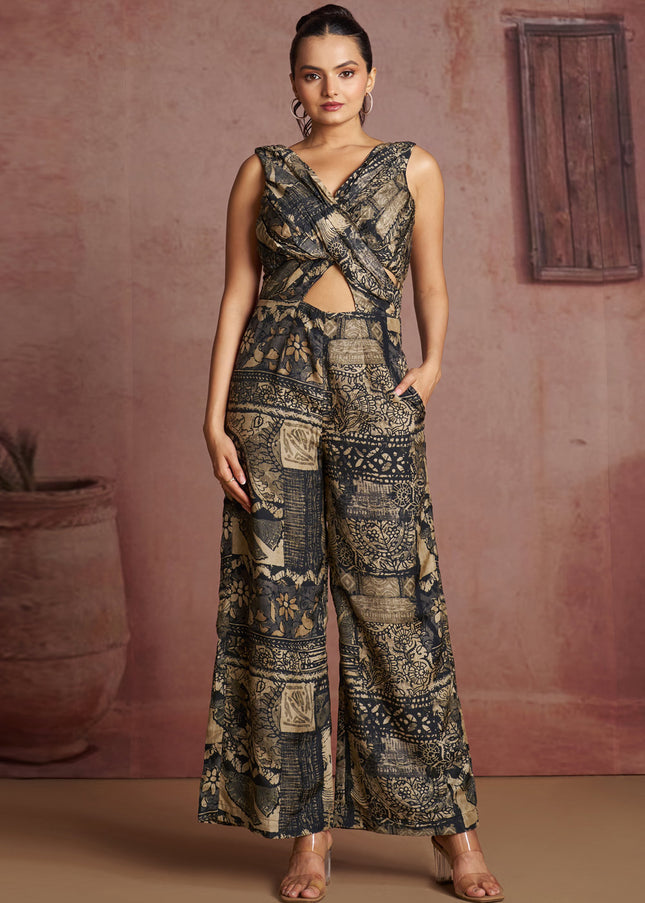 Black Printed and Embroidered Co-Ord Set