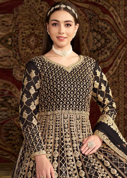 Black Embroidered Anarkali