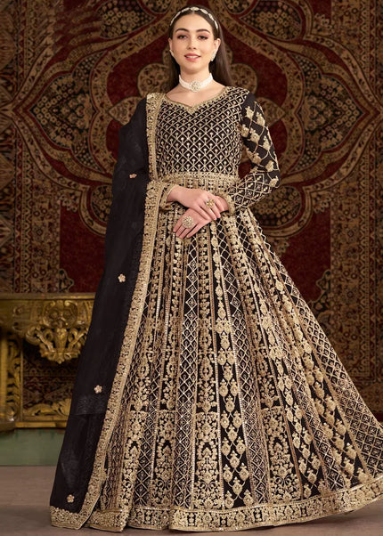 Black Embroidered Anarkali