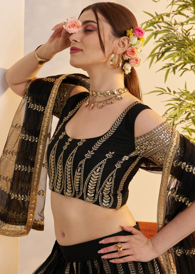 Black Embroidered Lehenga Choli