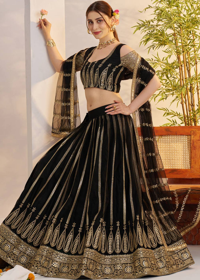 Black Embroidered Lehenga Choli