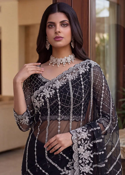 Black Embroidered Saree