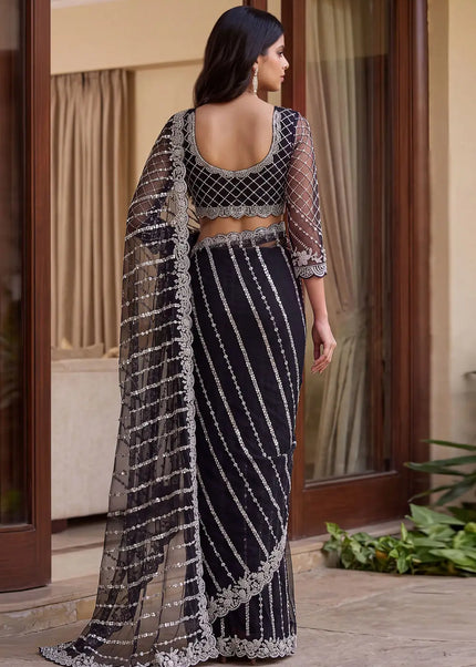Black Embroidered Saree