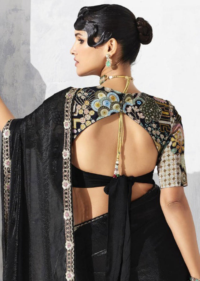 Black Embroidered Festive Saree
