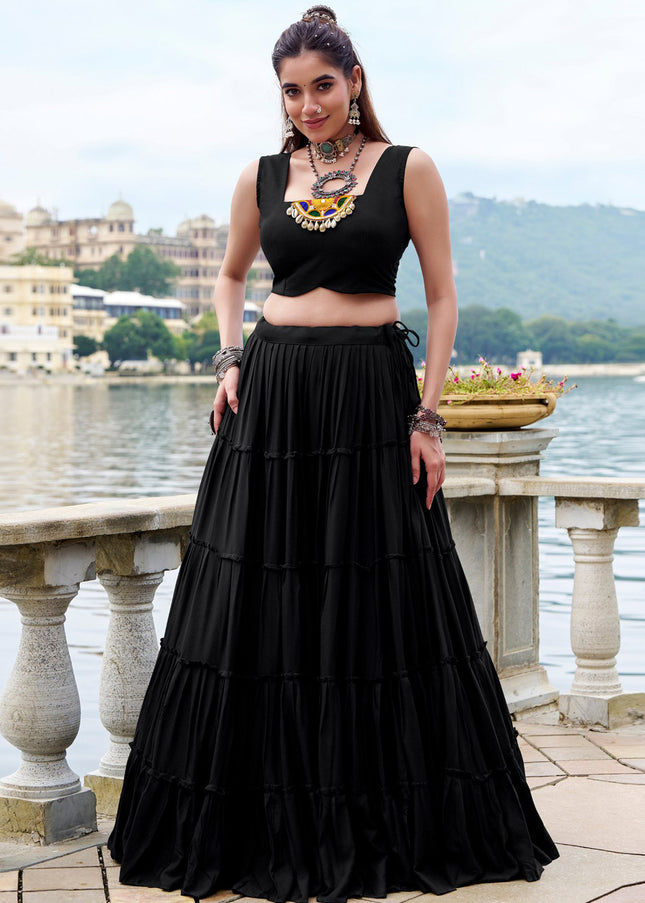 Black Embroidered Jacket Style Lehenga Choli