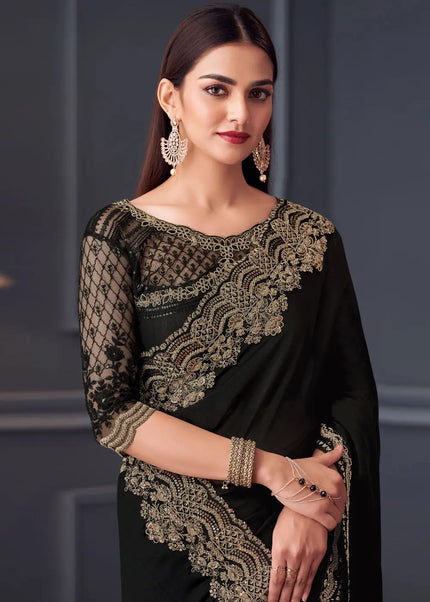 Black Embroidered Saree