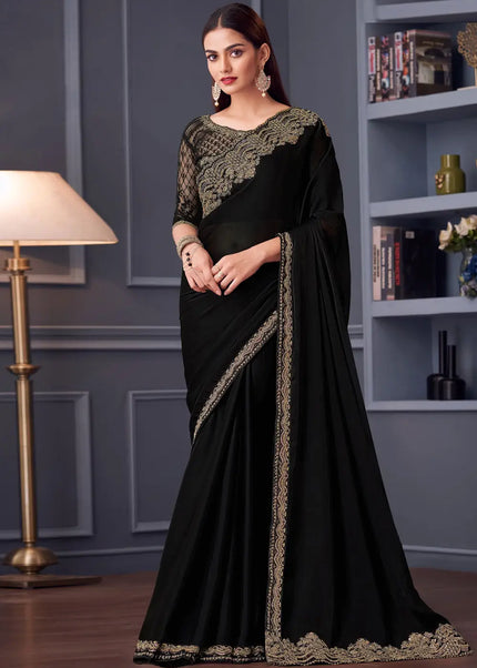 Black Embroidered Saree