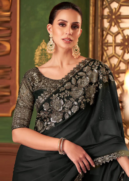 Black Embroidered Saree