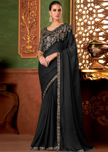Black Embroidered Saree