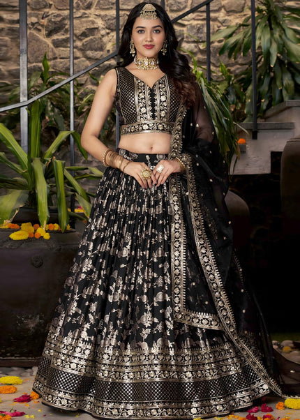 Black Embroidered Lehenga Choli