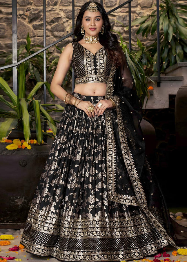 Black Embroidered Lehenga Choli