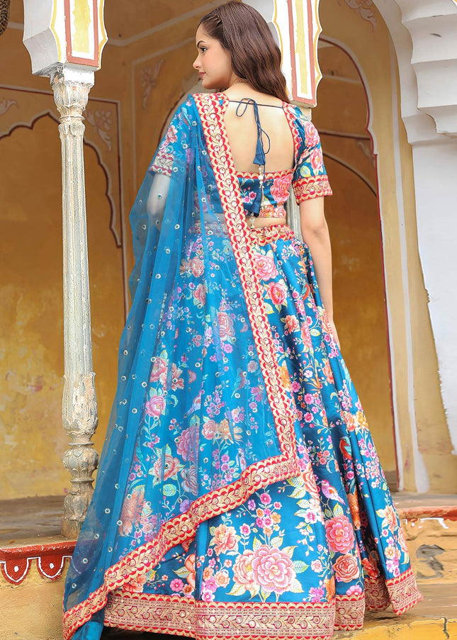 Blue Embroidered Lehenga Choli