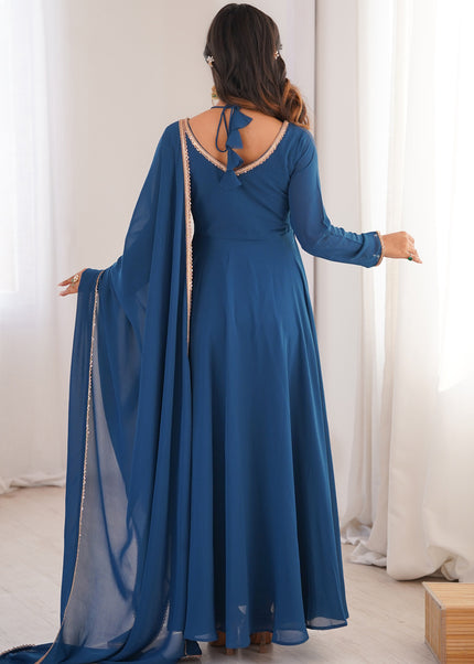 Blue Embroidered Anarkali