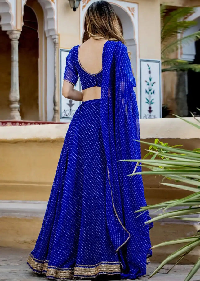 Blue Printed Lehenga Choli