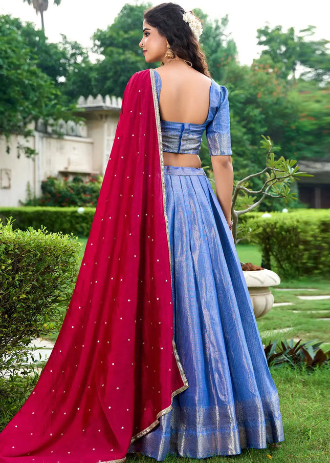 Blue Embroidered Lehenga Choli