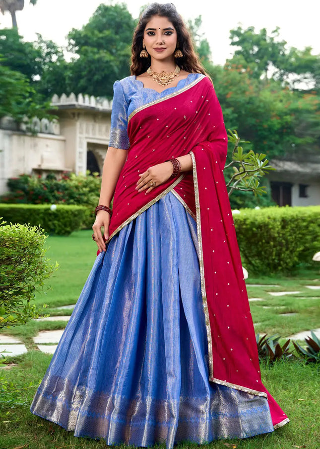 Blue Embroidered Lehenga Choli