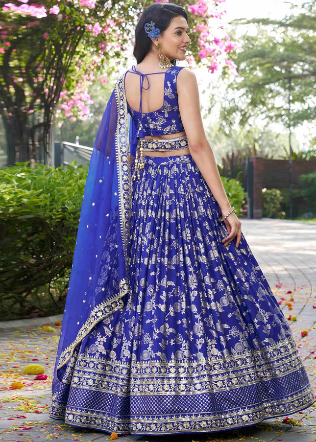 Blue Embroidered Lehenga Choli