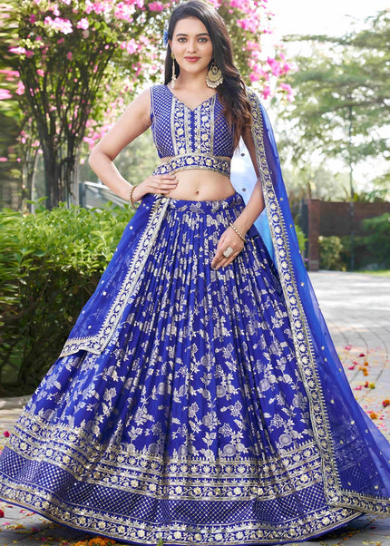 Blue Embroidered Lehenga Choli
