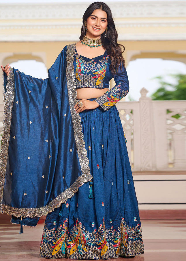 Blue Embroidered Lehenga Choli