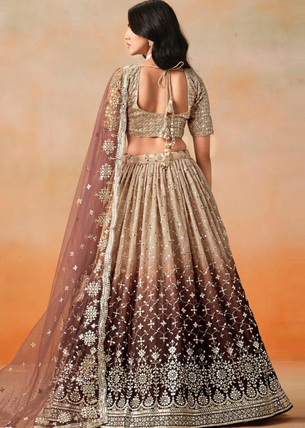 Brown Embroidered Lehenga Choli