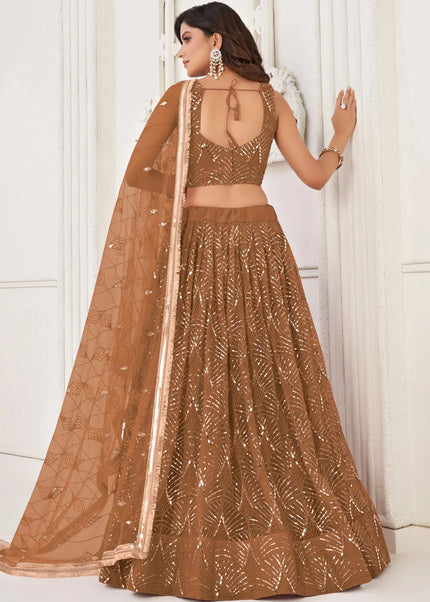 Brown Embroidered Lehenga Choli