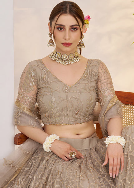 Grey Embroidered Lehenga Choli