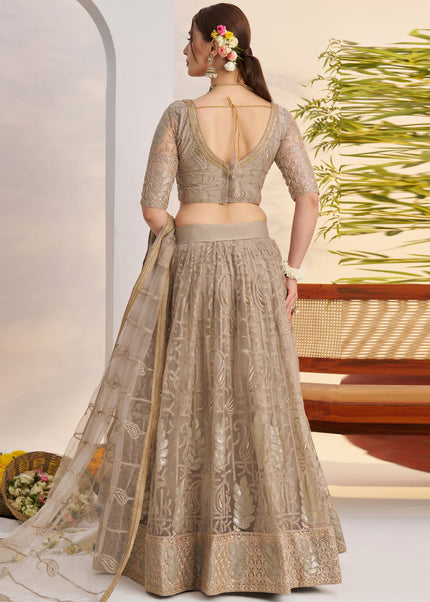 Grey Embroidered Lehenga Choli