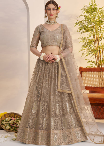 Grey Embroidered Lehenga Choli