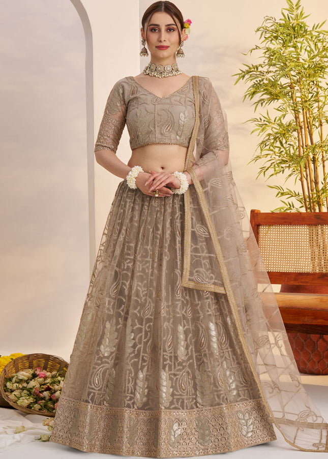 Grey Embroidered Lehenga Choli