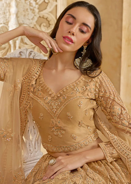 Golden Embroidered Lehenga Choli