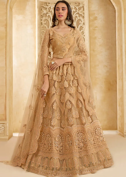 Golden Embroidered Lehenga Choli