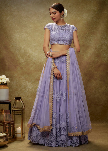 Lavender Embroidered Lehenga Choli