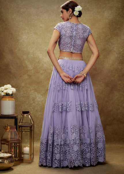Lavender Embroidered Lehenga Choli