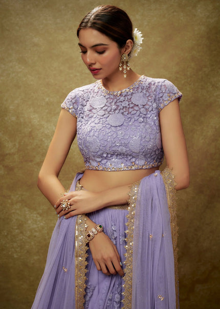 Lavender Embroidered Lehenga Choli