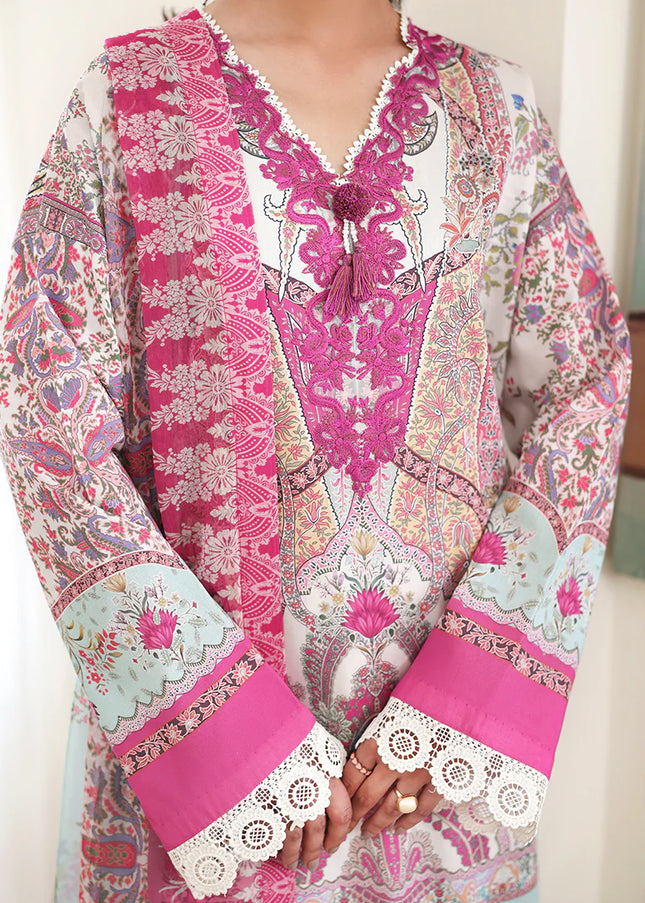 Roheenaz | Eclat Garden Printed Lawn - Coral Hibiscus
