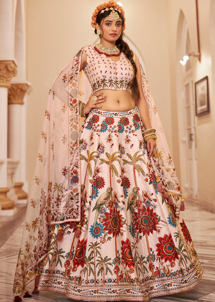 Cream Embroidered Lehenga Choli