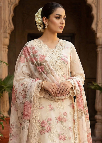 Cream Embroidered Pant Style Suit