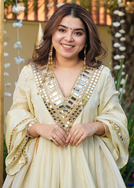 Cream Embroidered Gharara Suit