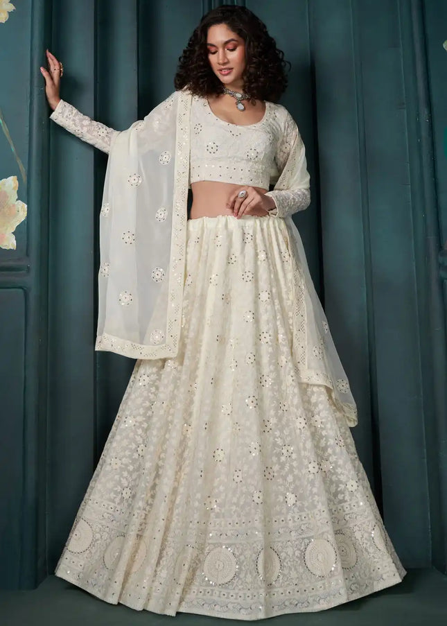 Offwhite Embroidered Lehenga Choli