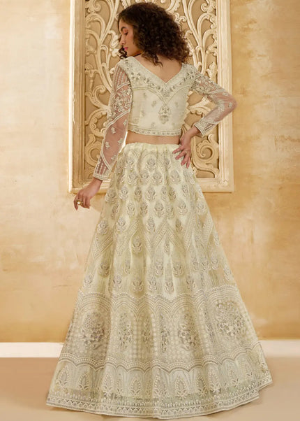 Cream Embroidered Lehenga Choli