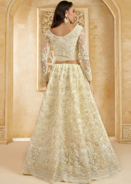 Cream Embroidered Lehenga Choli