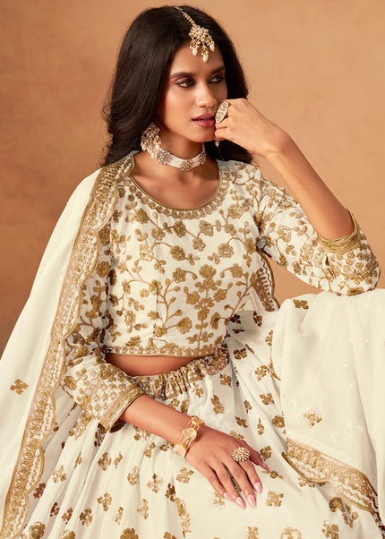 Offwhite Embroidered Lehenga Choli