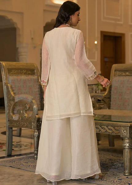 Crush Satin Embroidered Sharara Suit Series