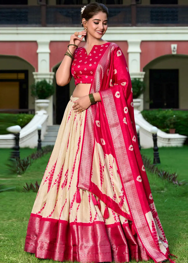 Red Printed Embroidered Lehenga Choli