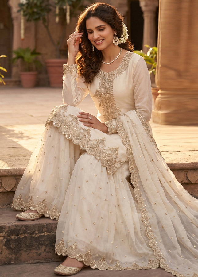 Silk Embroidered Gharara Suit Series