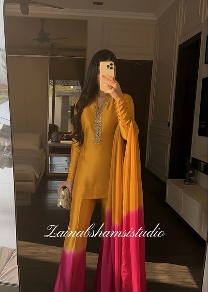 Zainab Shamsi | The Elysia Set - Mustard & Pink