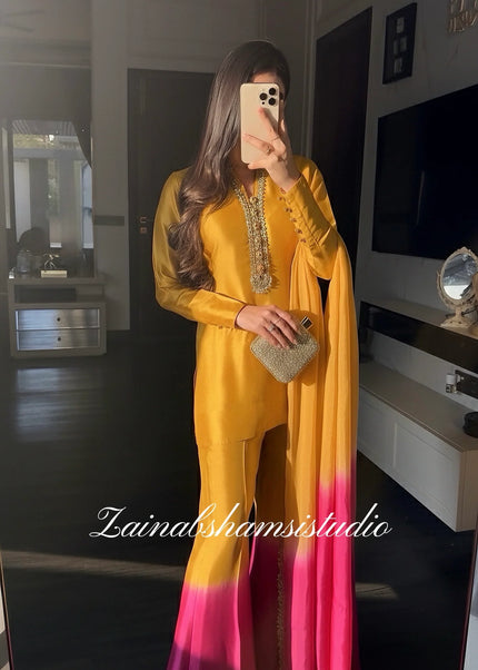 Zainab Shamsi | The Elysia Set - Mustard & Pink