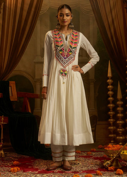 Offwhite Embroidered Pant Suit